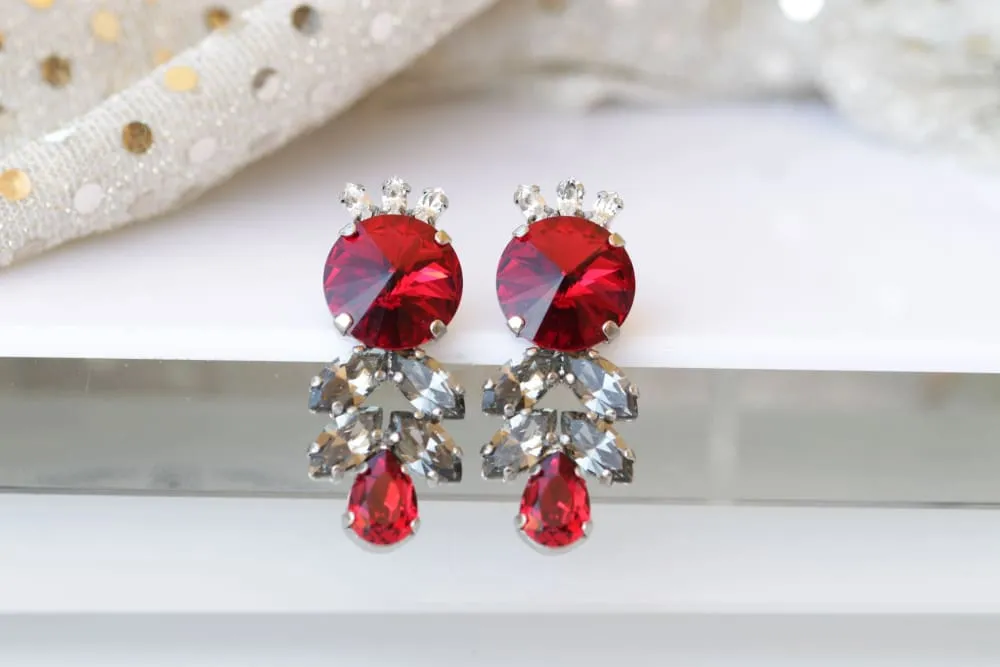 RED GREY EARRINGS