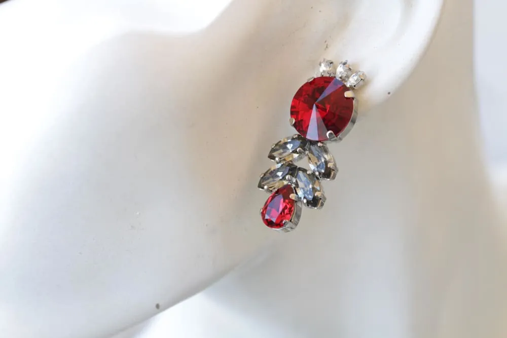 RED GREY EARRINGS