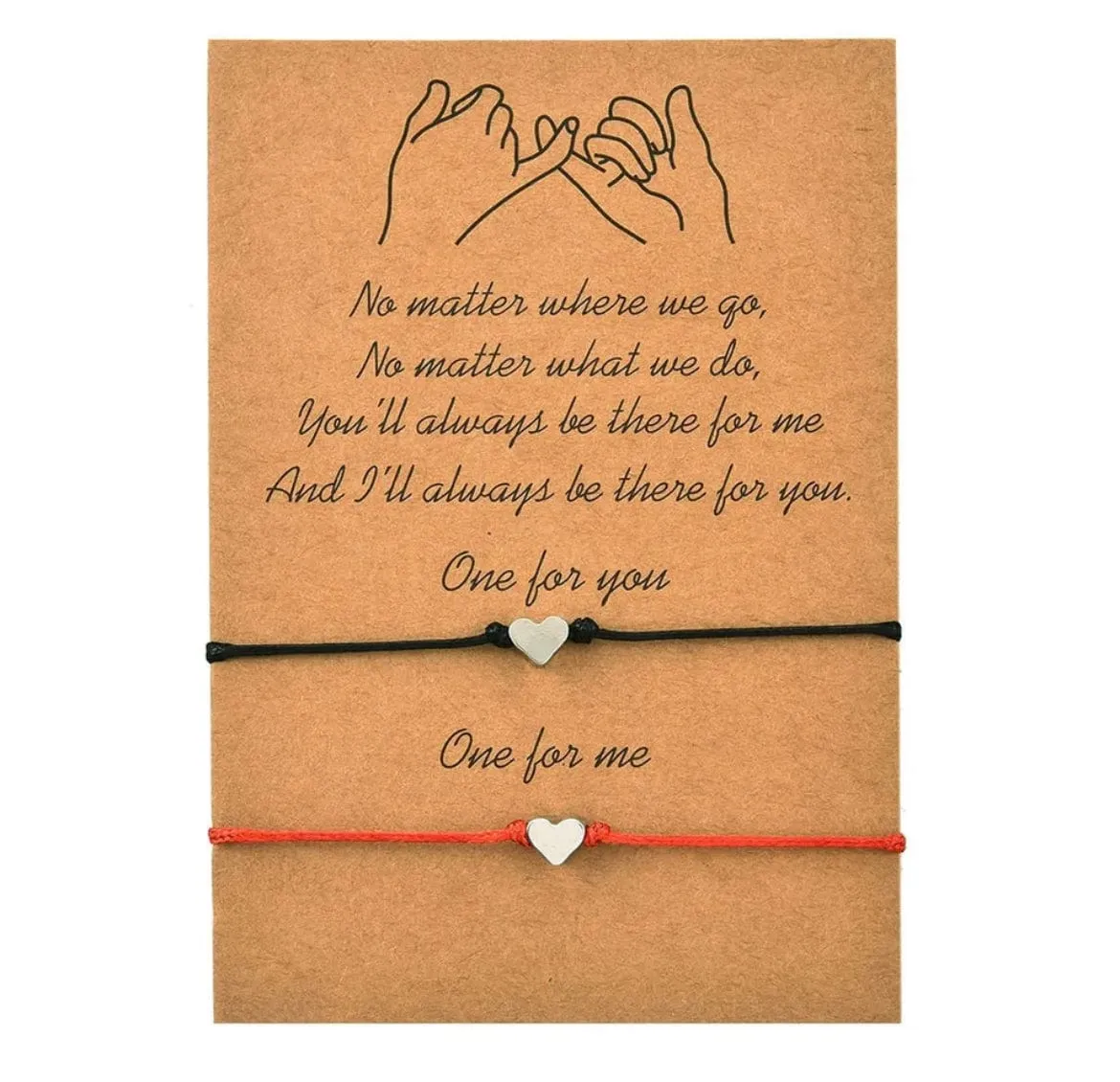 Red String Couples Friendship Pinky Promise Heart Wish Bracelet