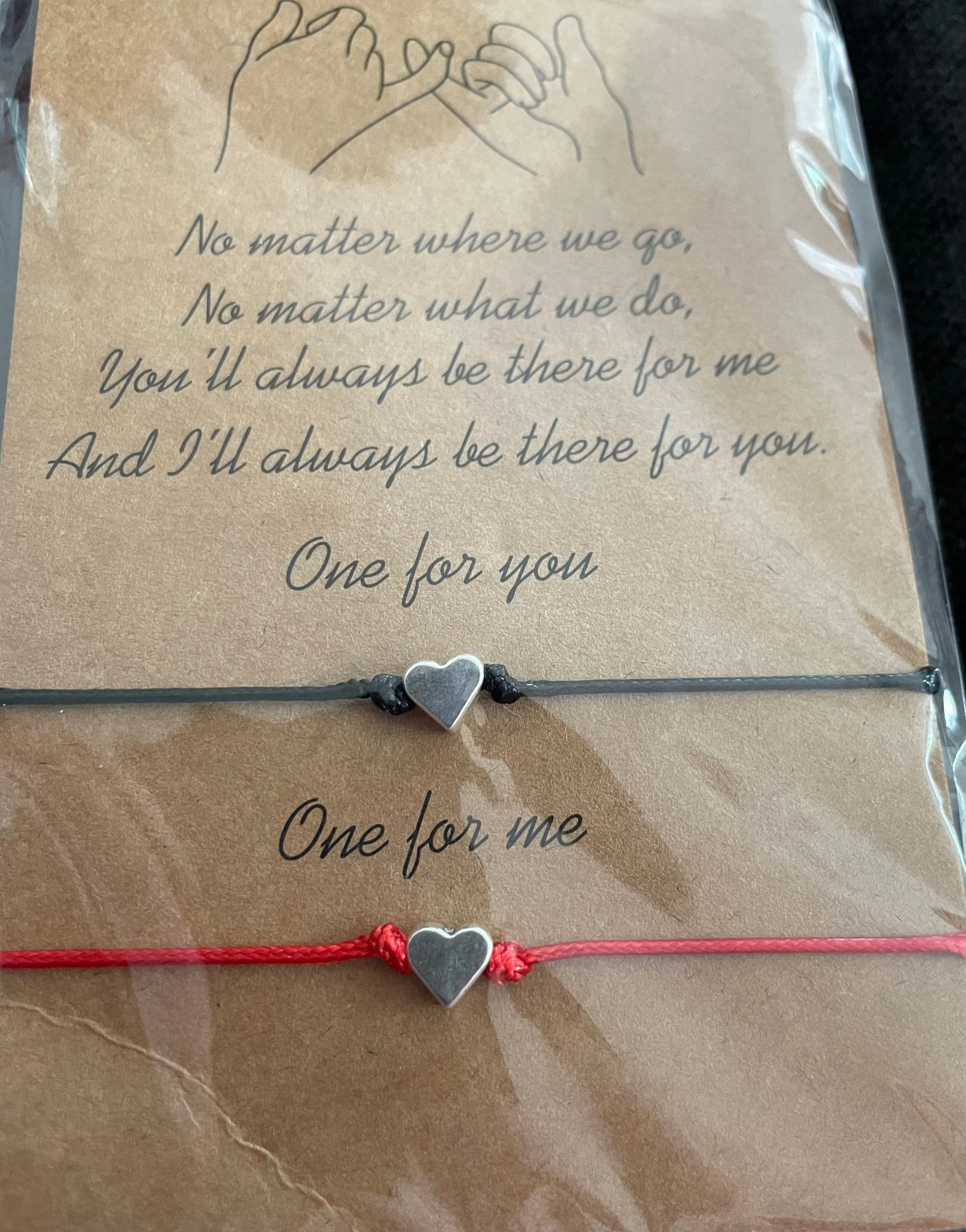 Red String Couples Friendship Pinky Promise Heart Wish Bracelet
