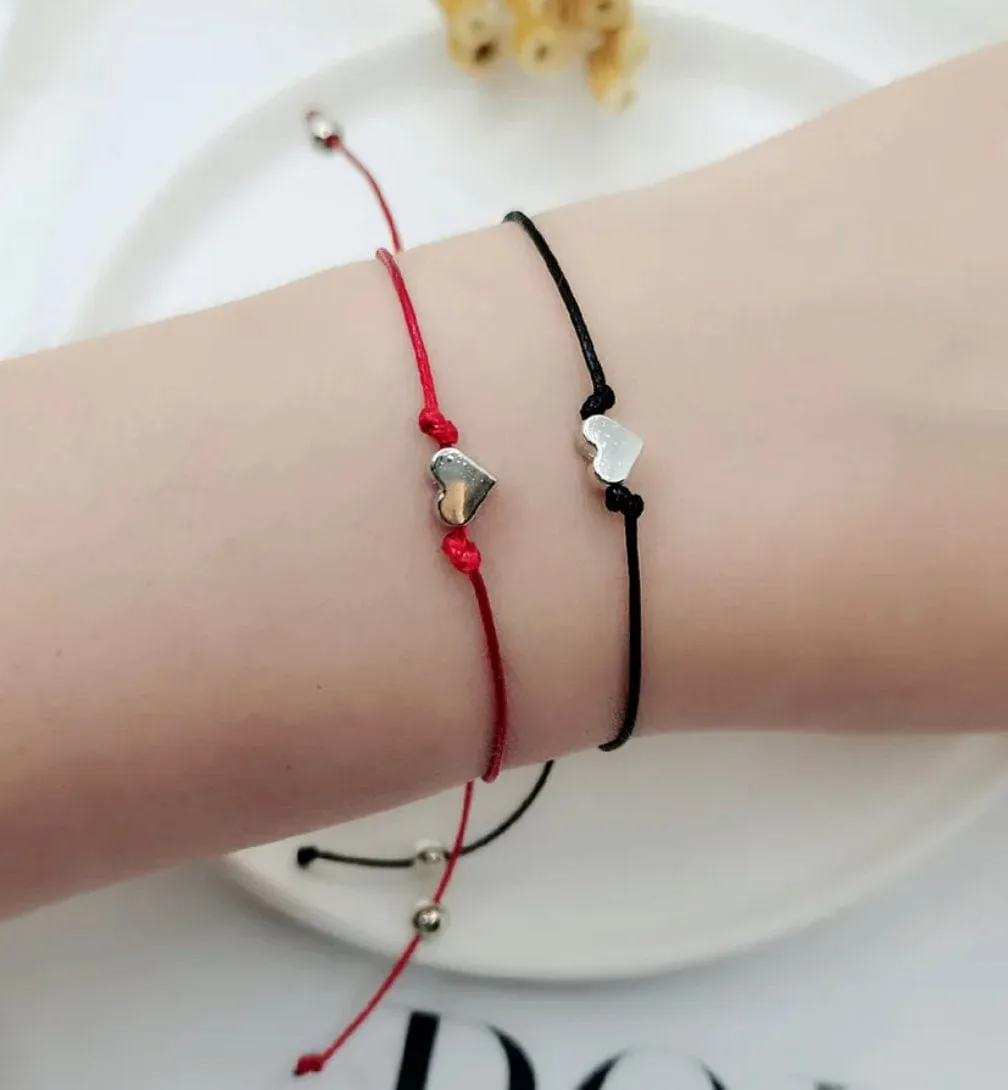 Red String Couples Friendship Pinky Promise Heart Wish Bracelet