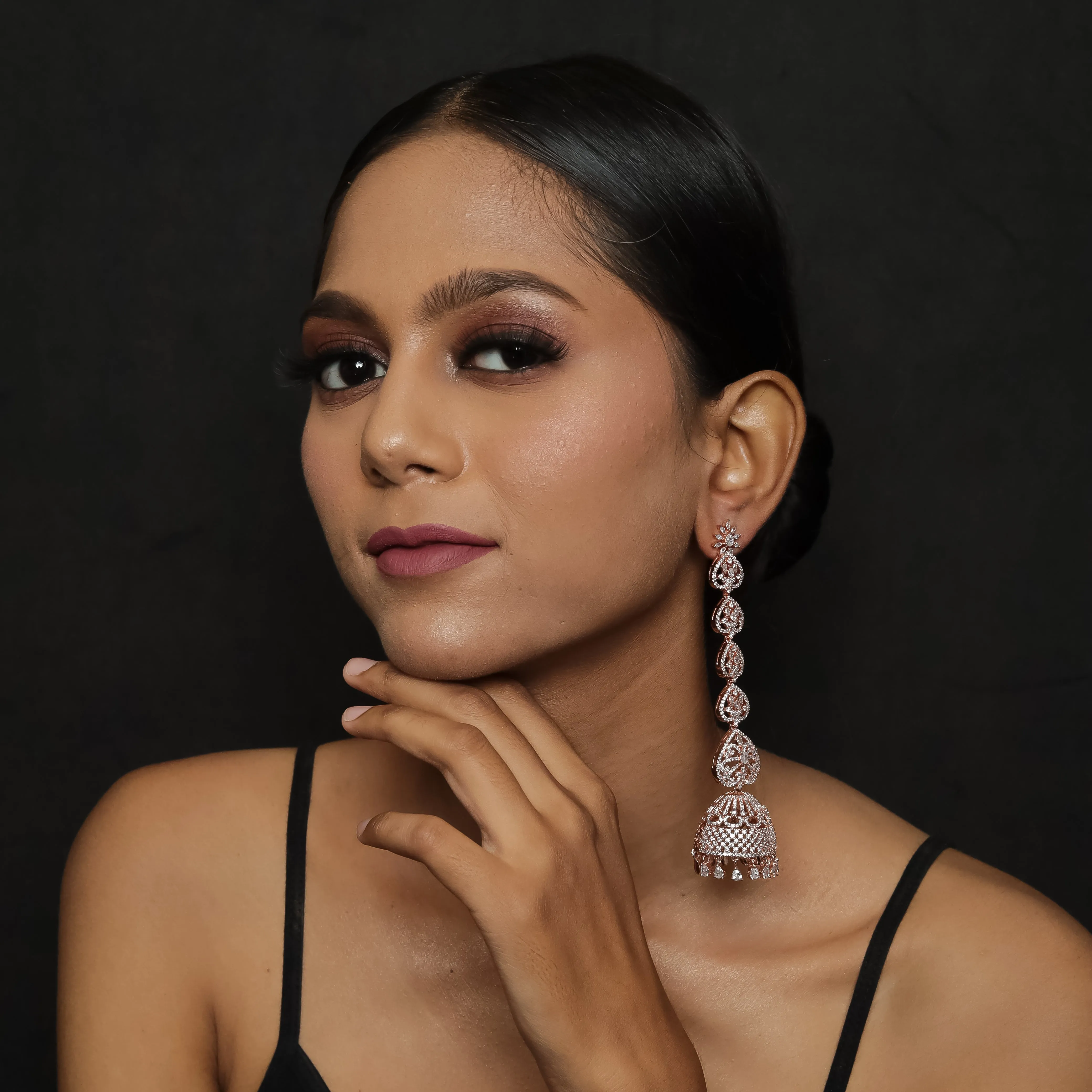 Rose Gold Zircon/AD Earring 18382-5564