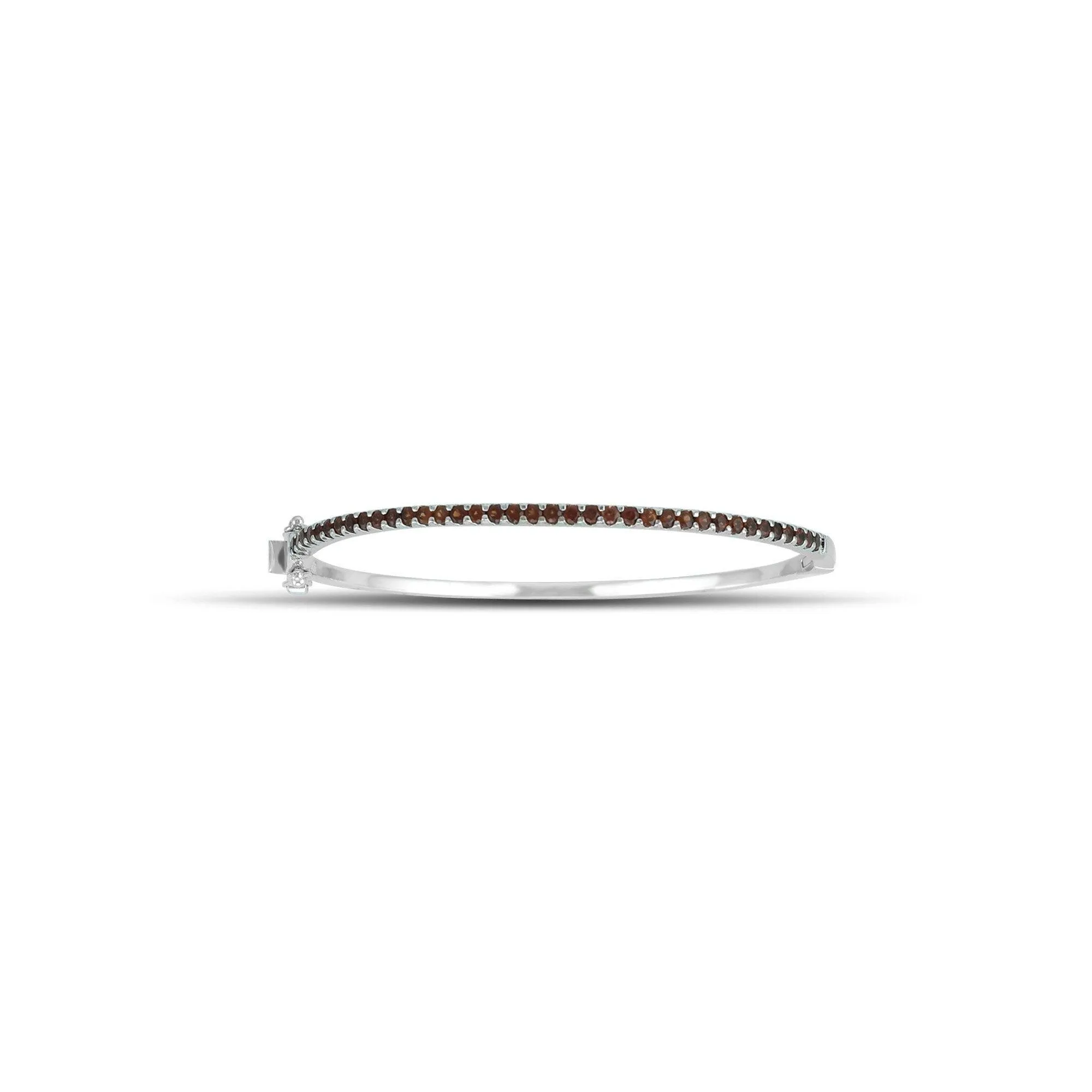 Round Garnet Fashion Bangle in Sterling Silver