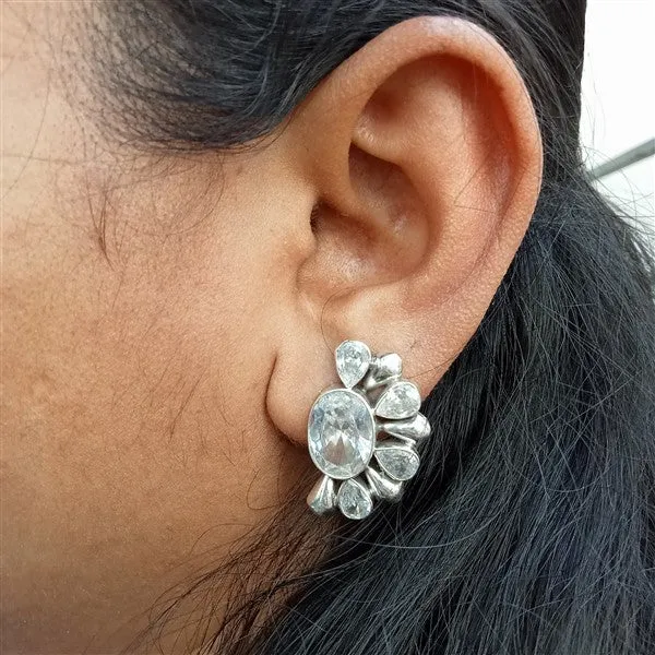 Semi-Circular Cubic Zircon Earrings