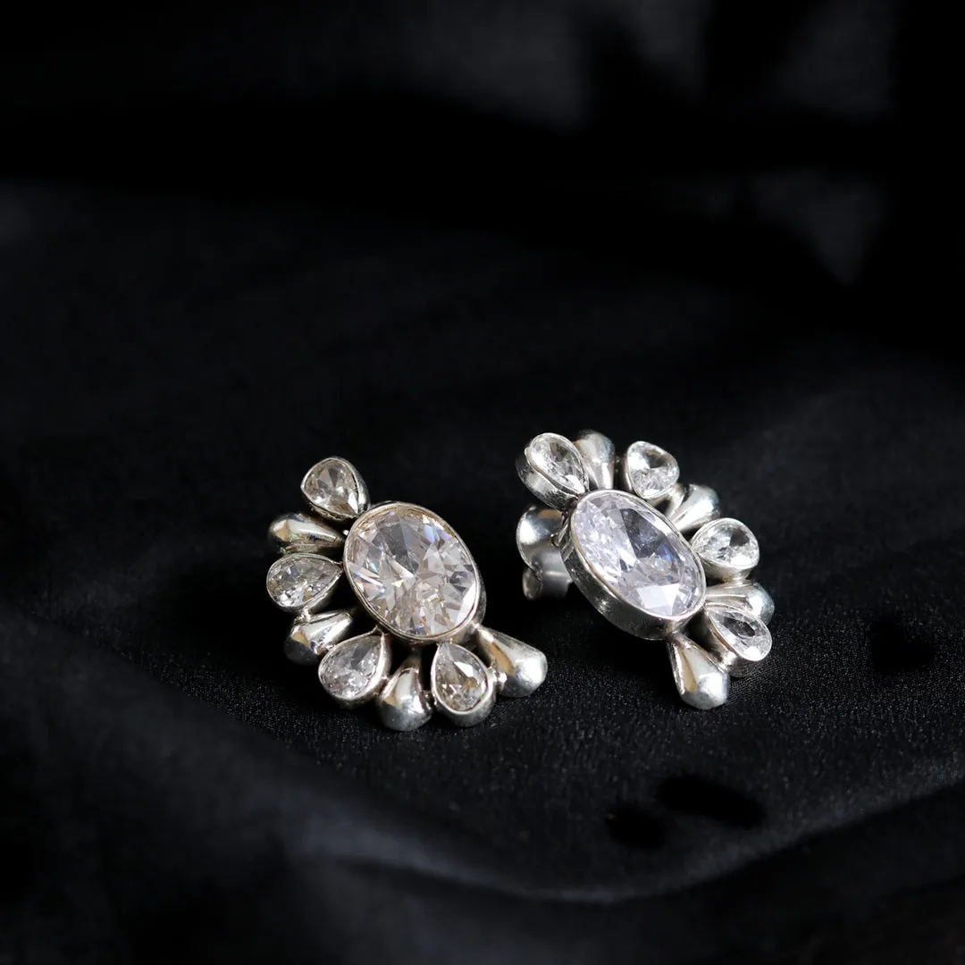 Semi-Circular Cubic Zircon Earrings