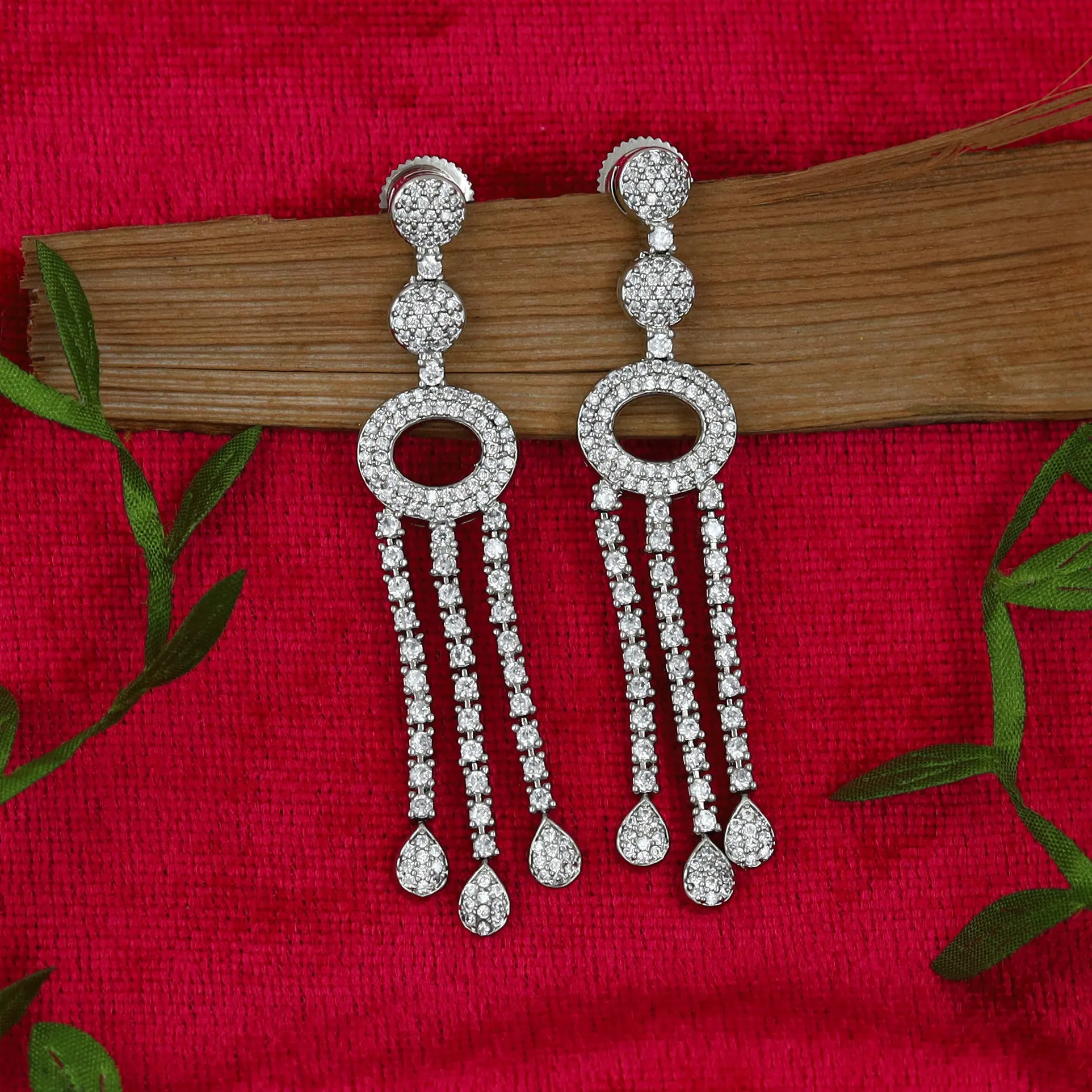 Silver Plated Zircon/AD Earring 16834-3982
