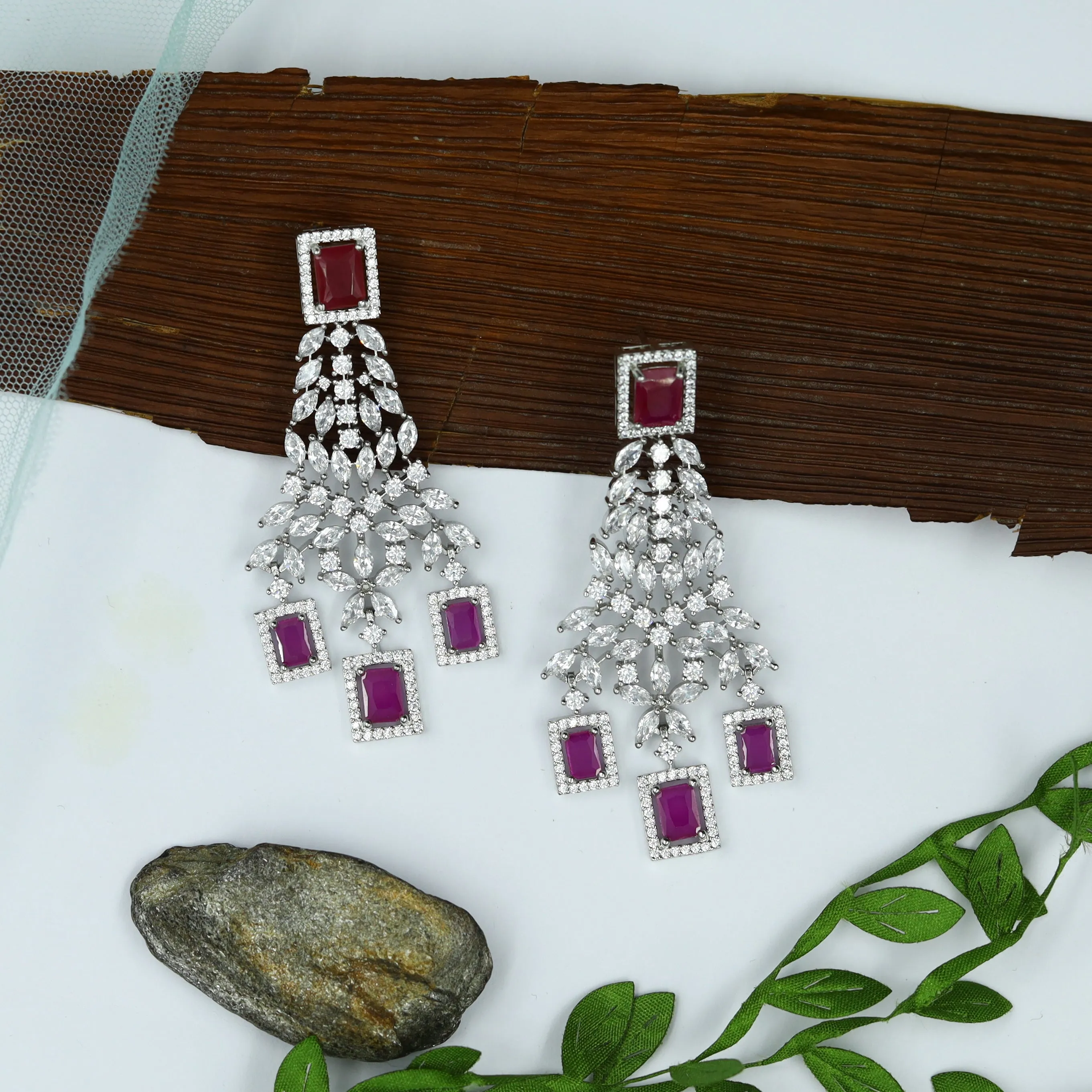 Silver Polish Zircon/AD Necklace Set 6761-69