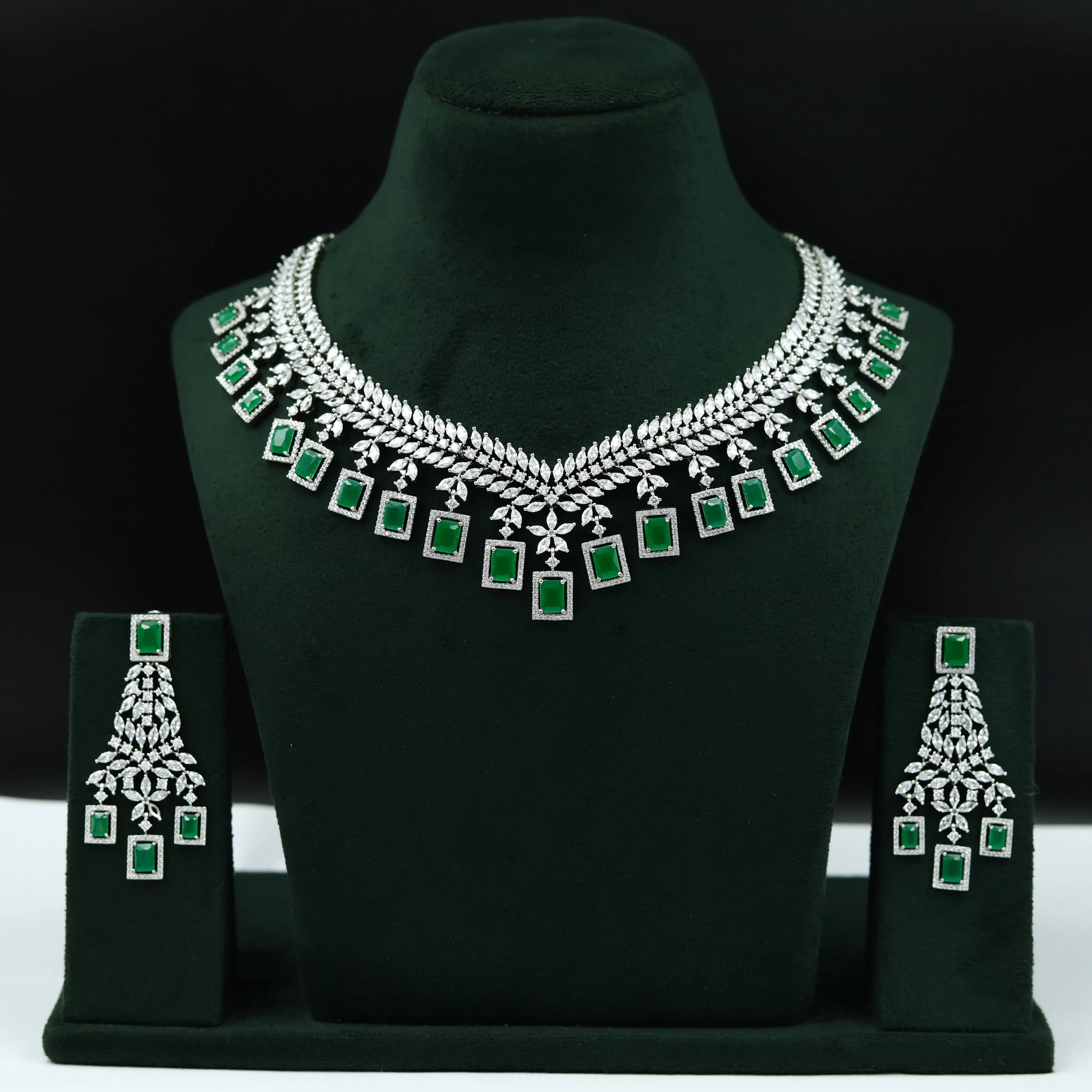 Silver Polish Zircon/AD Necklace Set 6761-69