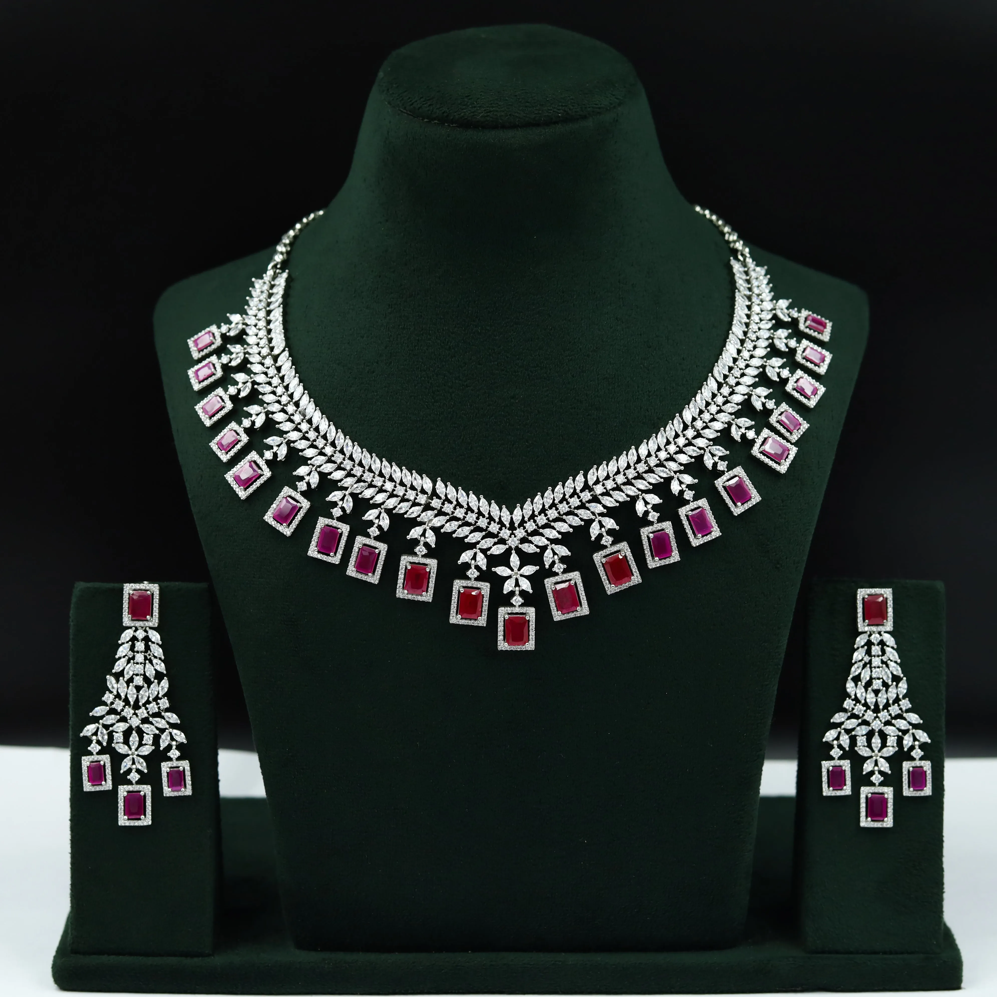 Silver Polish Zircon/AD Necklace Set 6761-69