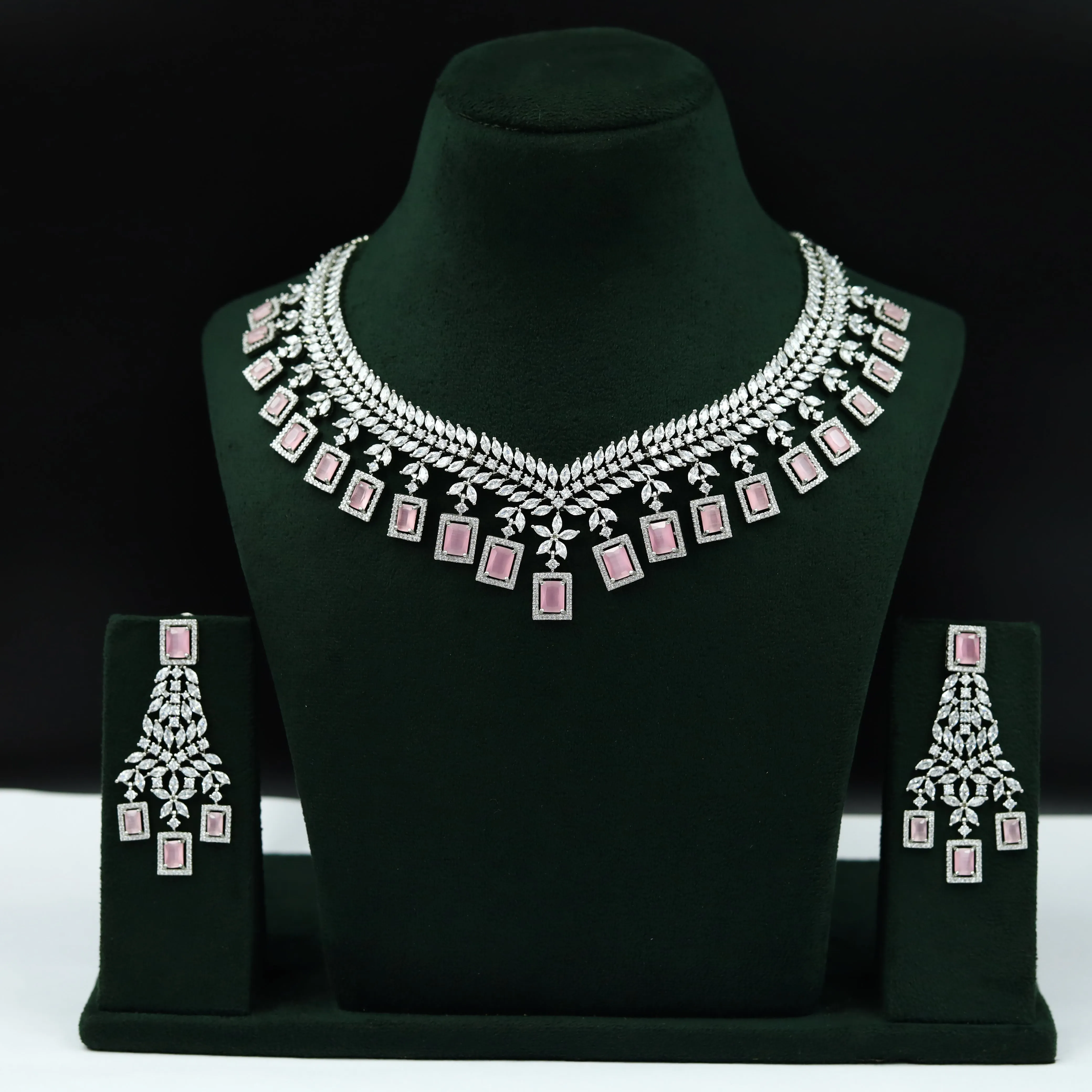 Silver Polish Zircon/AD Necklace Set 6761-69