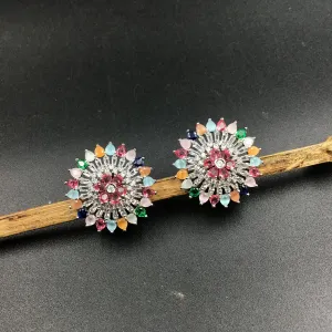 Silver Polish Zircon/AD Tops Studs 6707-69
