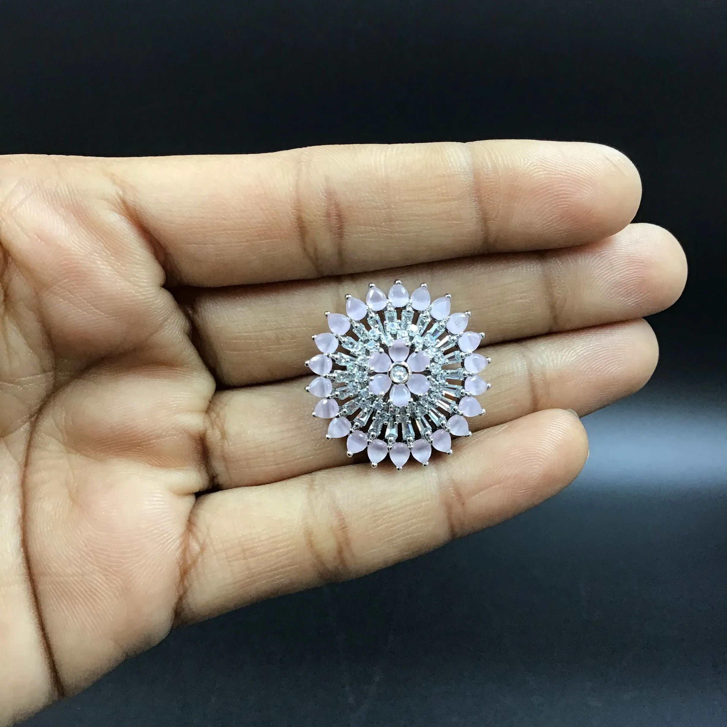 Silver Polish Zircon/AD Tops Studs 6707-69