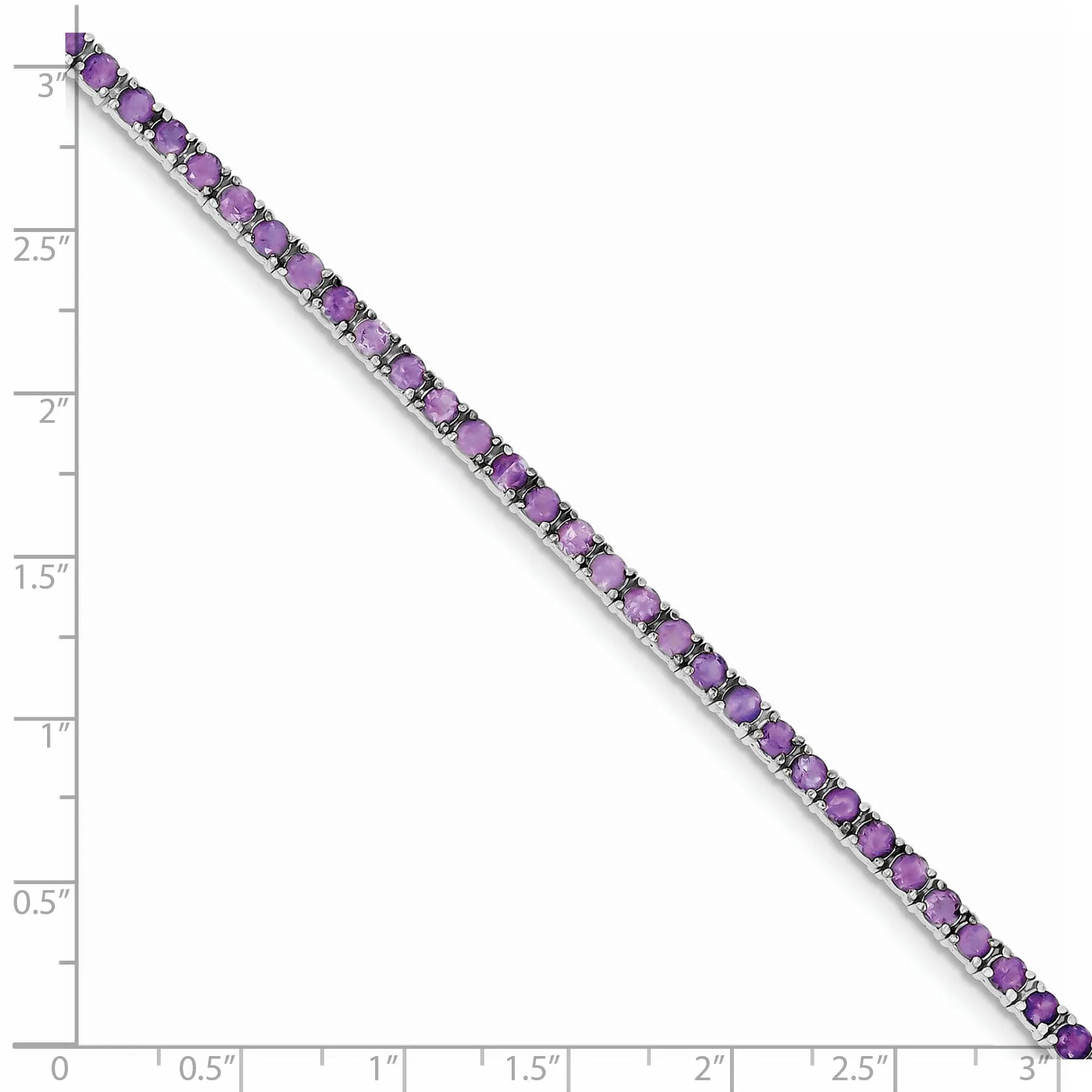 Silver Polished Amethyst Gemstone Bracelet