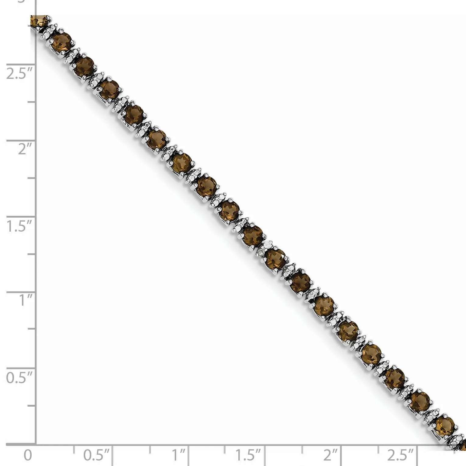 Silver Smoky Quartz Gemstone Diamond Bracelet