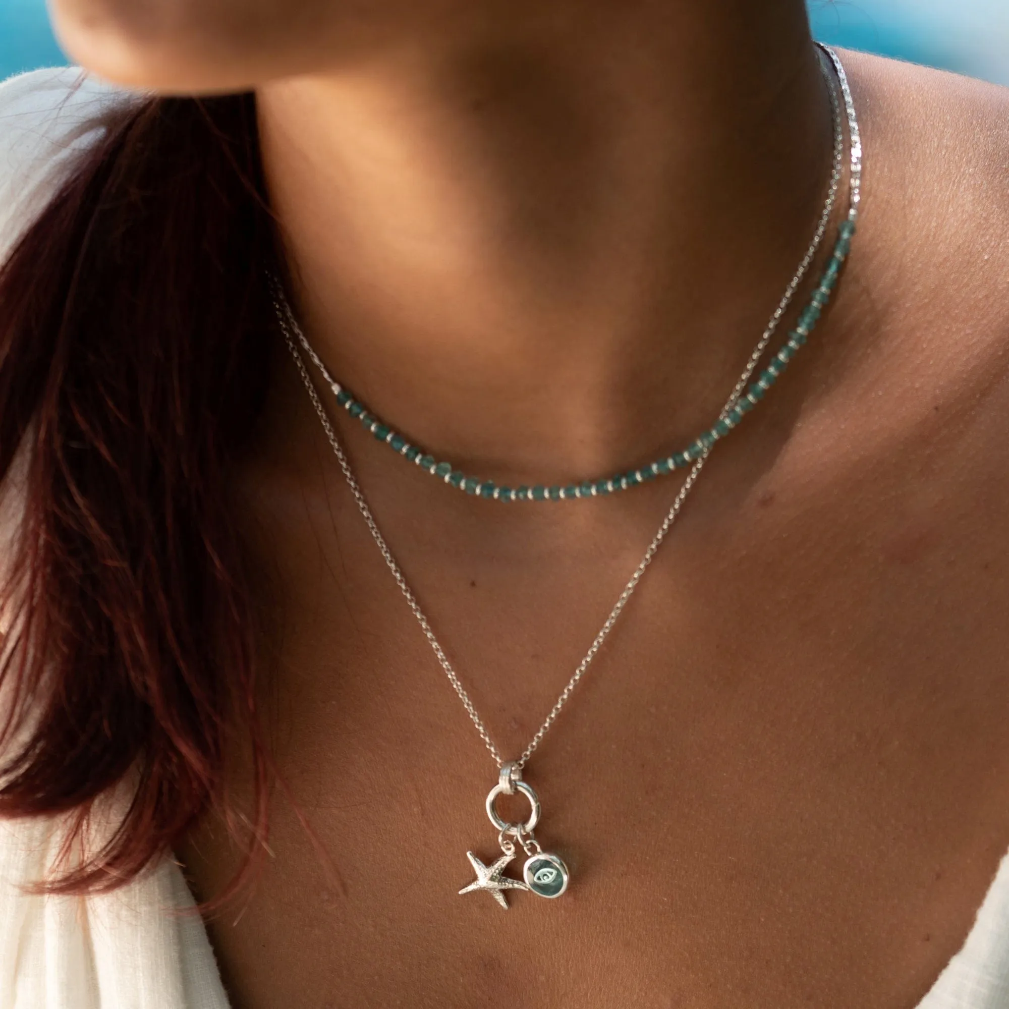 Silver Turquoise Eye Resin Capture Charm