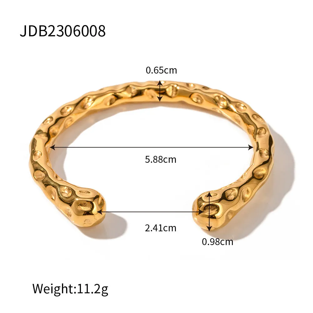 Sisslia Retro Simple New Titanium Steel 18K Gold Stainless Steel Fashion Hammer Bracelet for Women