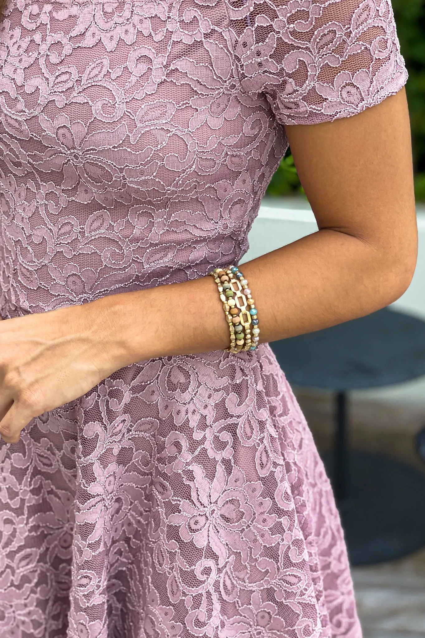Tan Beaded Bracelet Set