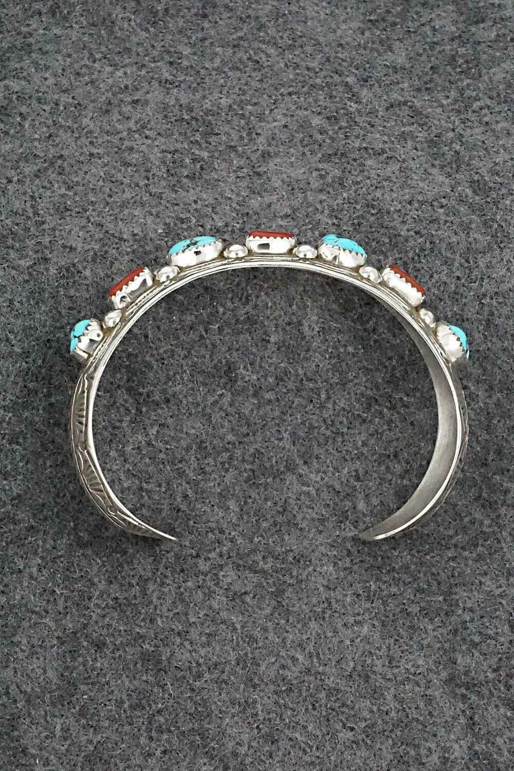 Turquoise, Coral & Sterling Silver Bracelet - Grace Silver