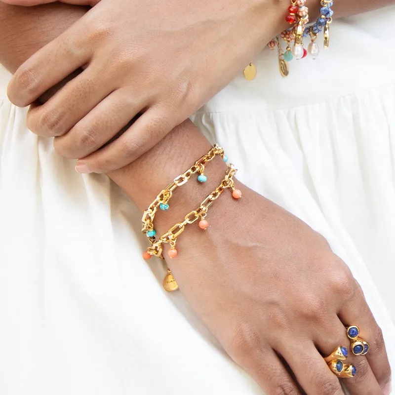 Velatti Hanging Multi Baby Gems Link Bracelet