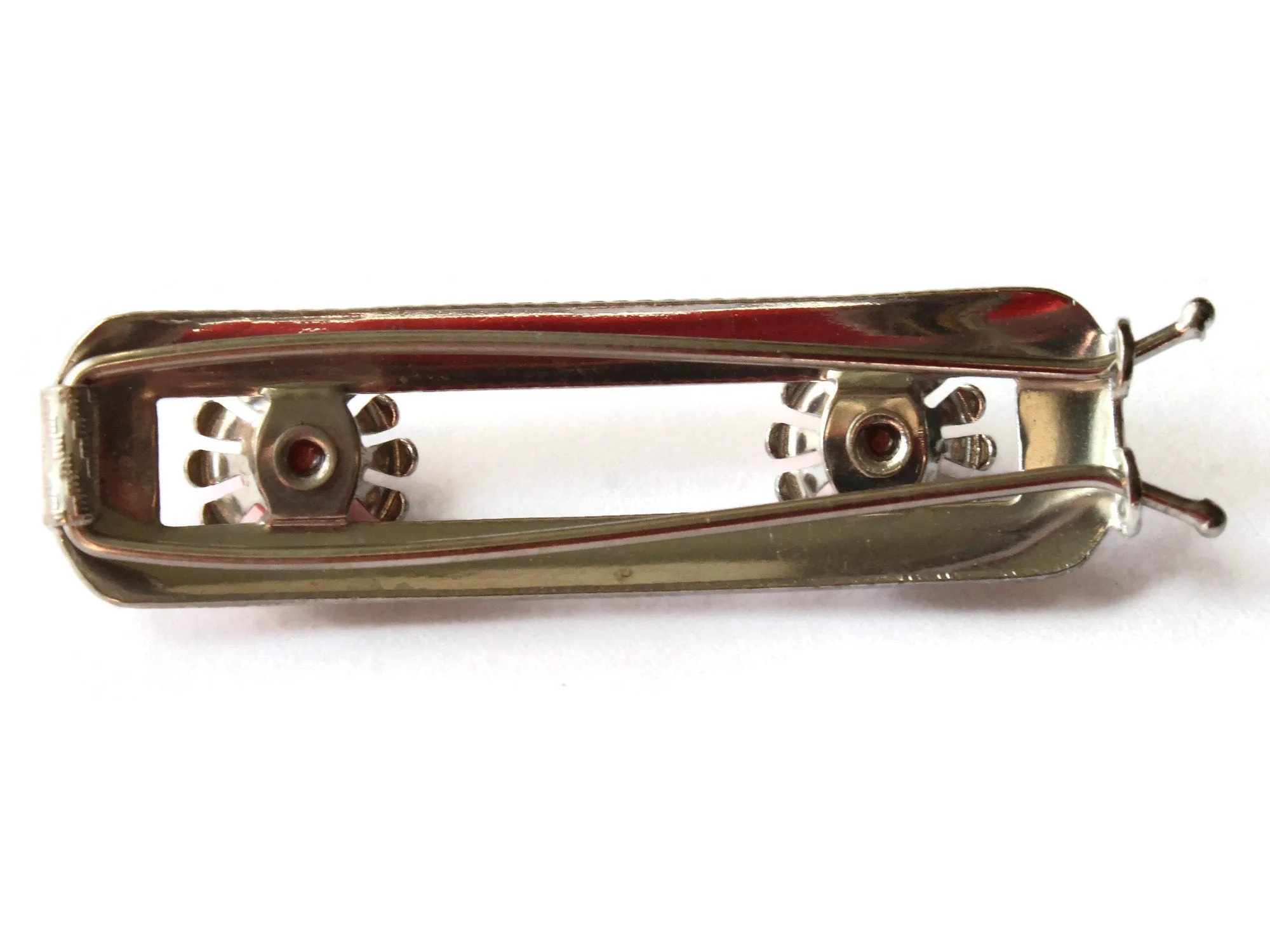 Vintage Silver Barrette with Orange Flowers Rectangle Barrette