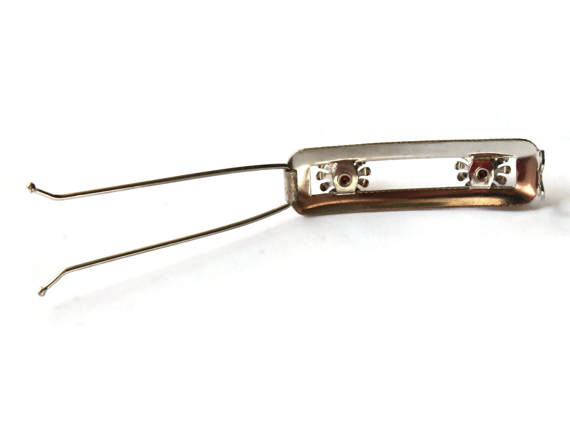 Vintage Silver Barrette with Orange Flowers Rectangle Barrette