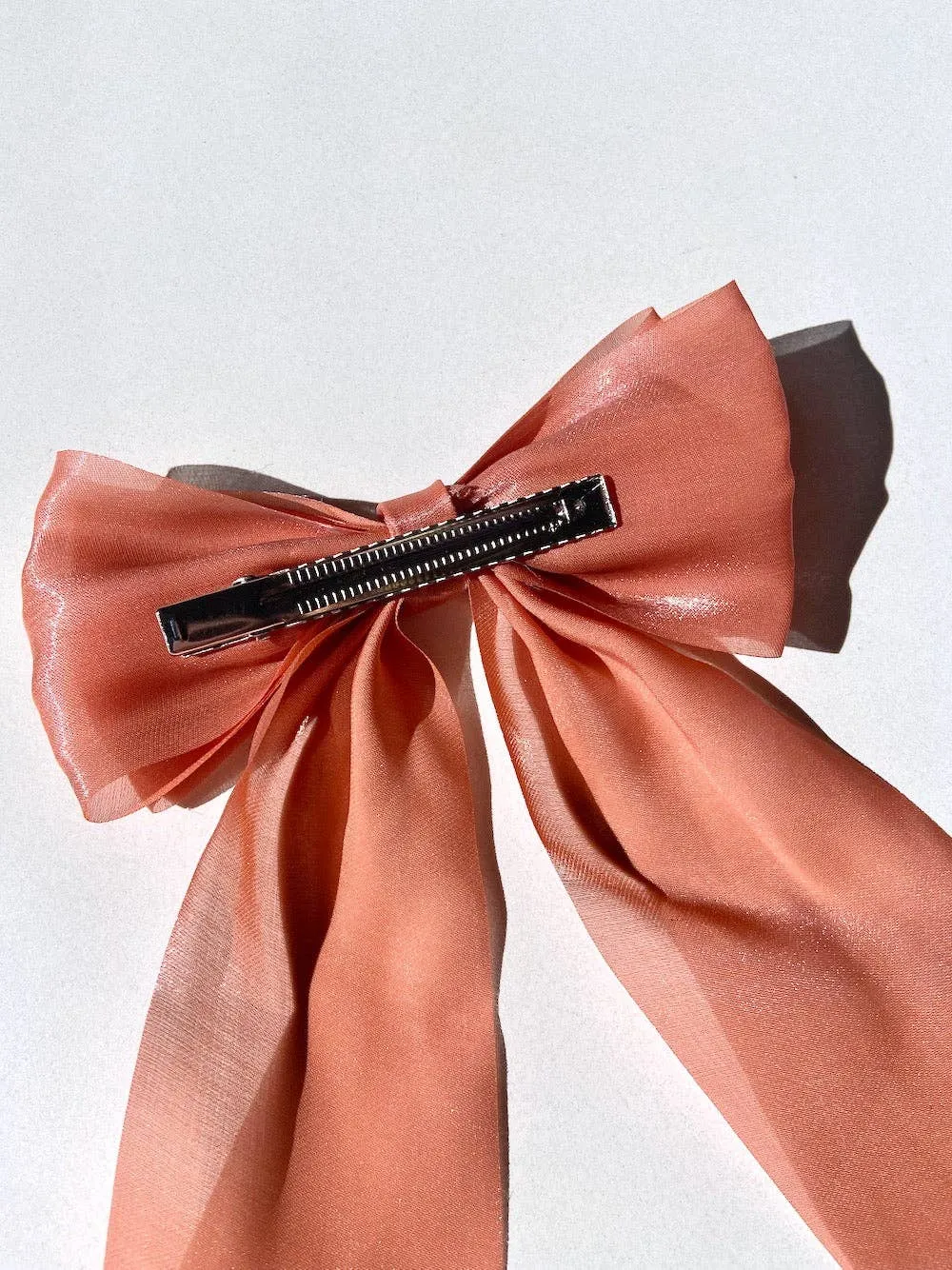 White Organza Hair Bow Barrette