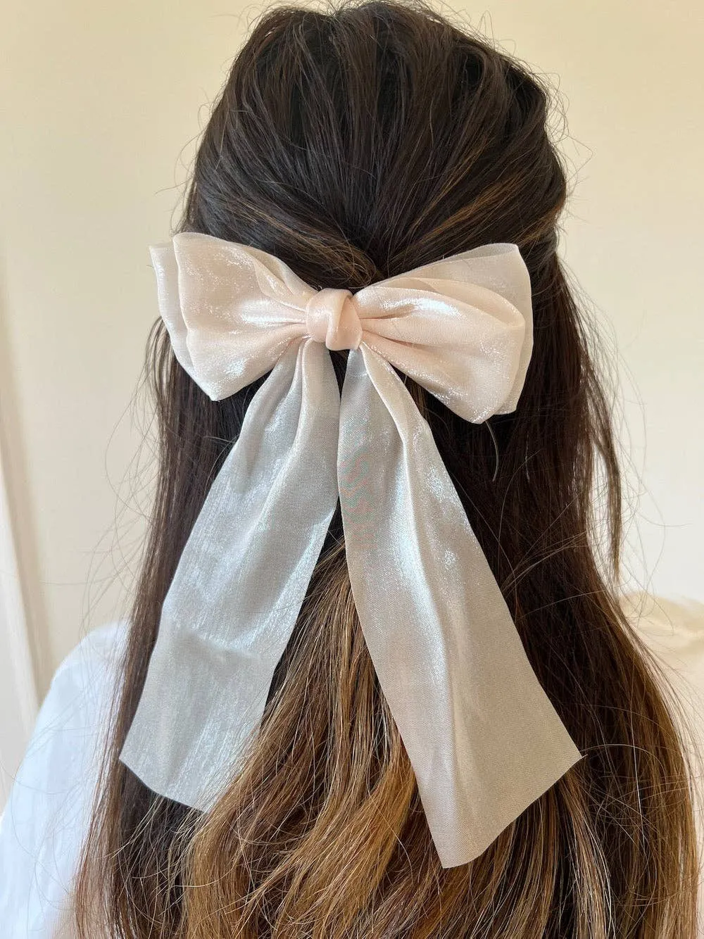 White Organza Hair Bow Barrette
