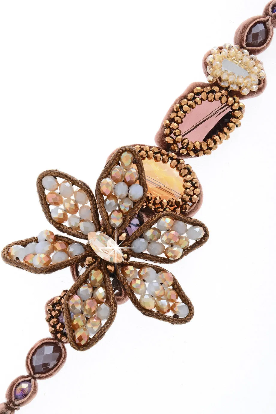 YVE Brown Velour Crystal Bracelet