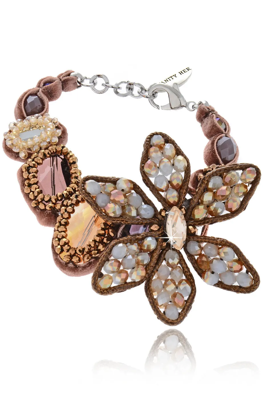 YVE Brown Velour Crystal Bracelet
